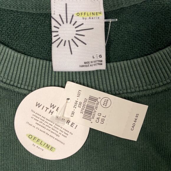 NWT Aerie Offline Running Late Tie Crewneck Sweater size Large - Picture 5 of 11